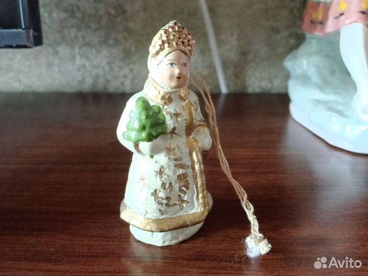 Антикварная ёлочная игрушка, папье маше снегурочка