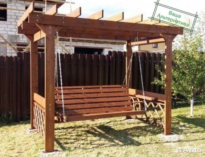 Садовые качели из дерева