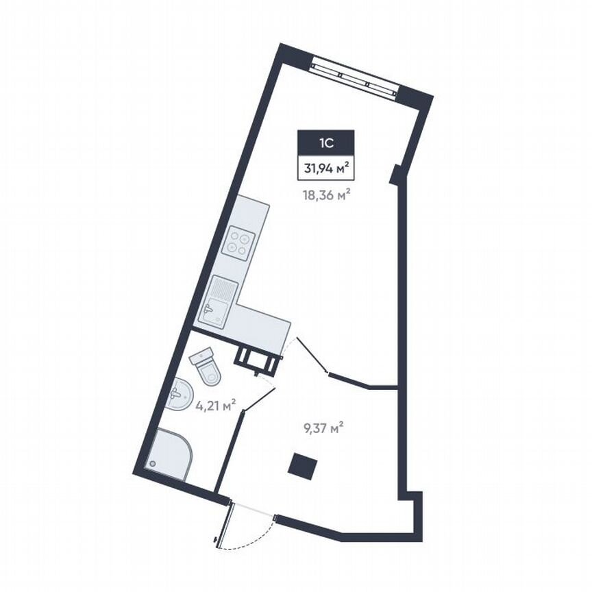 Квартира-студия, 30,9 м², 18/18 эт.