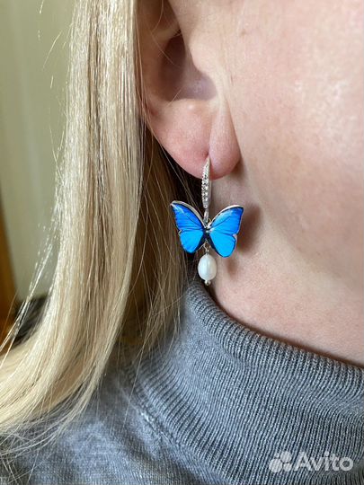 Серьги бабочки
