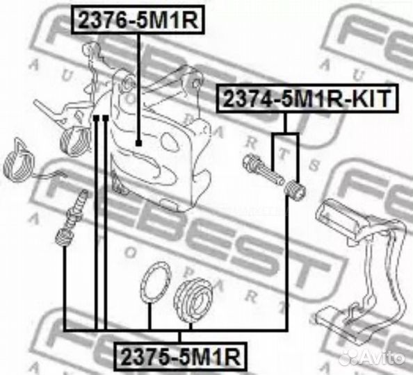 Febest 2375-5M1R Ремкомплект тормозного суппорта зад прав/лев