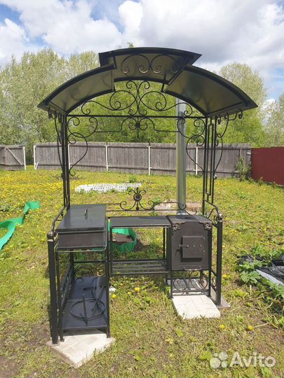 Кованый мангал с печкой