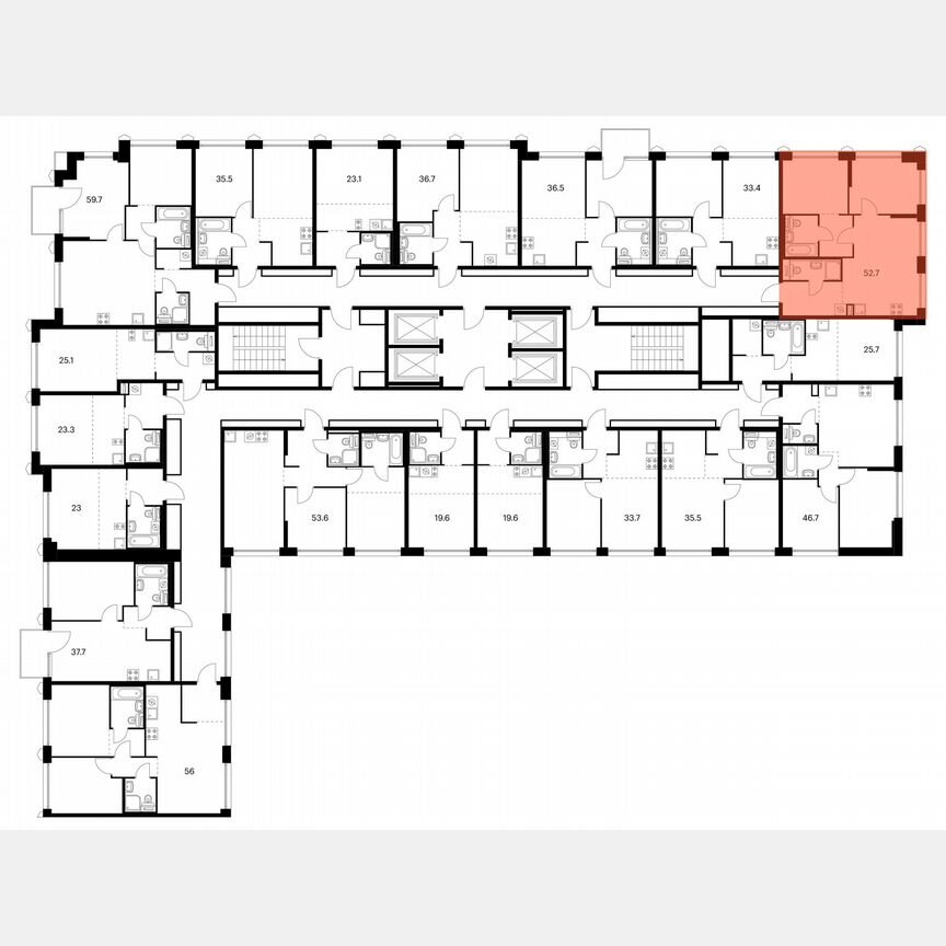 2-к. квартира, 52,7 м², 2/24 эт.