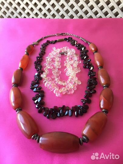 Винтаж Агат Гранат Кварц СССР Натуральные