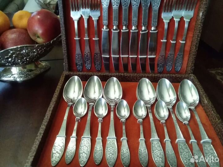 Мельхиоровый столовый набор СССР Ромашки. Винтаж