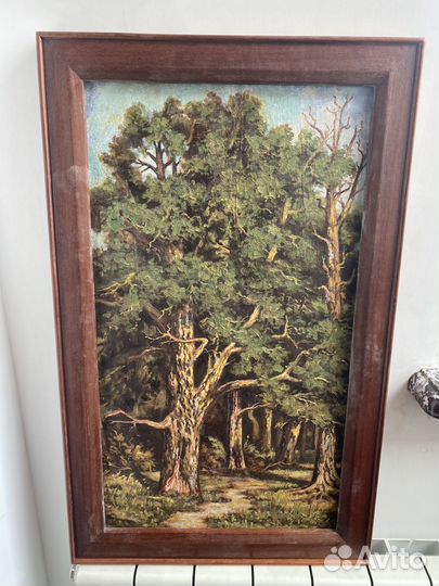 Старинная картина холст маслом пейзаж
