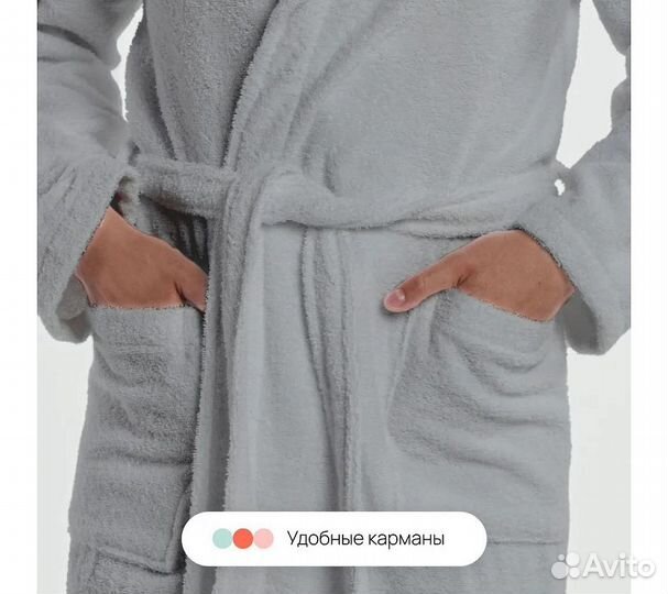 Халат махровый мужской Home One серый, размер 52