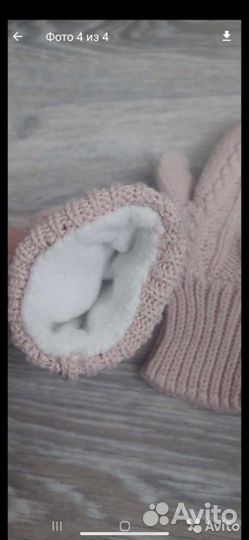 Шапка+варежки H&M