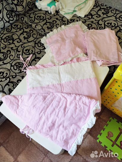 Бортики и балдахин в кроватку для девочки