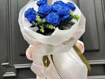 Букет синих роз с эвкалиптом по Ростову