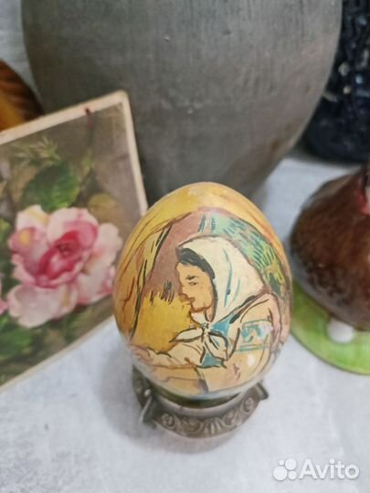 Яйцо деревянное, старинное, Пасхальное