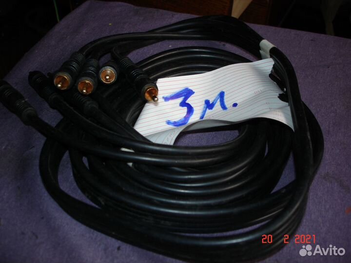 Кабель Шнур 3м Провод Тюльпан