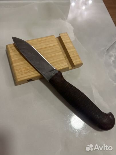 Хороший Охотничий нож Черный Дамаск