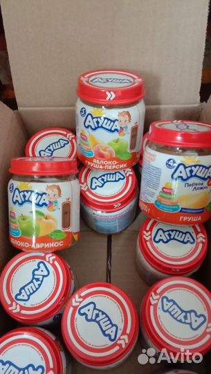 Детское питание пюре фруктовое и молоко