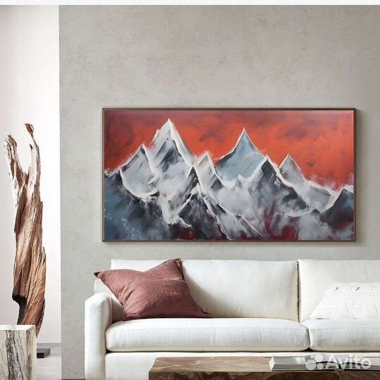 Текстурная картина маслом Горы на закате Объемная