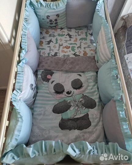 Бортики на детскую кроватку, матрасик, гнездышко