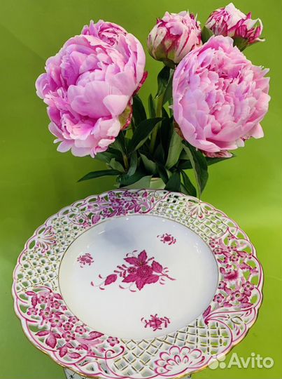 Хлебница и пара фарфоровая розовый букет Апоньи