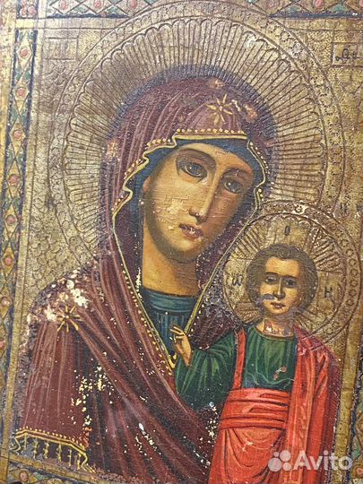 Старинная икона Казанской Божьей Матери