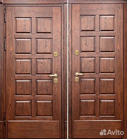 Уличная металлическая дверь массив дерева DD-067