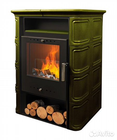 Кафельная печь NordFlam vera Цвет кафеля: зелёный