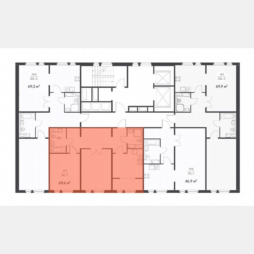 2-к. квартира, 69,8 м², 2/14 эт.