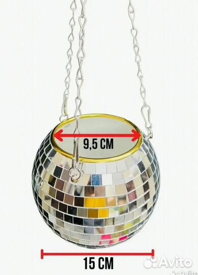 Кашпо из диско шара / кашпо из зеркальной мозаики