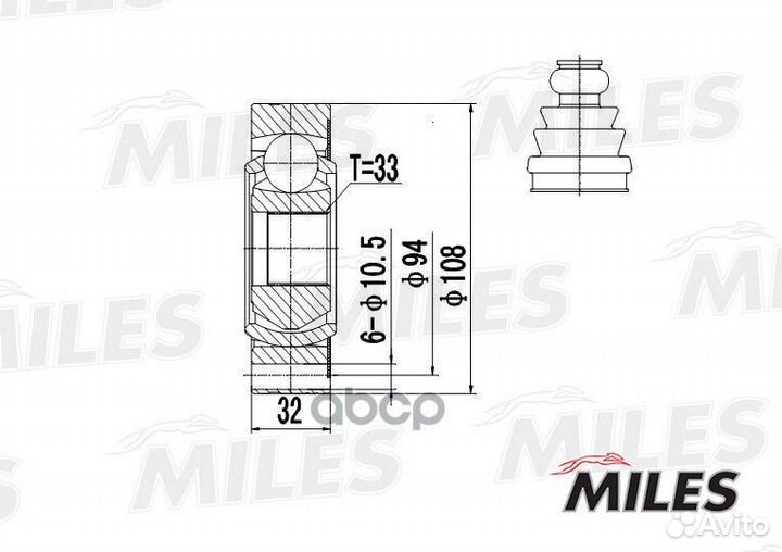 ШРУС VW T4 1.8-2.5 90-03 внутр. GA10035 Miles