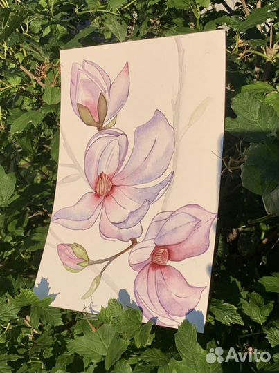 Картина акварель «Магнолия», размер А4