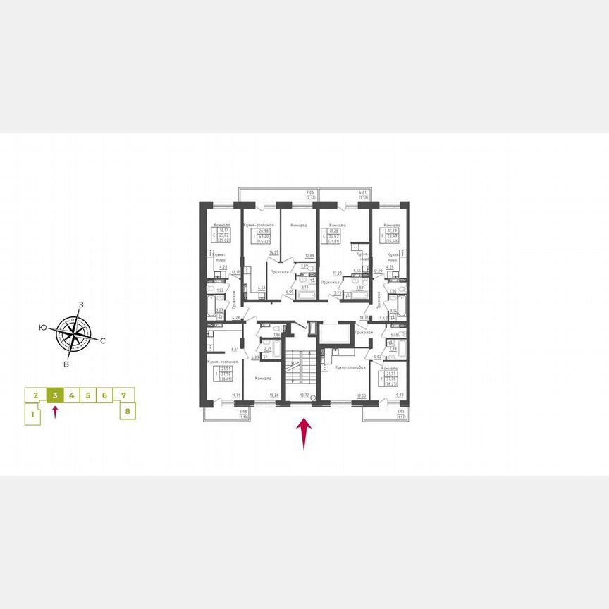 1-к. квартира, 44,9 м², 3/5 эт.