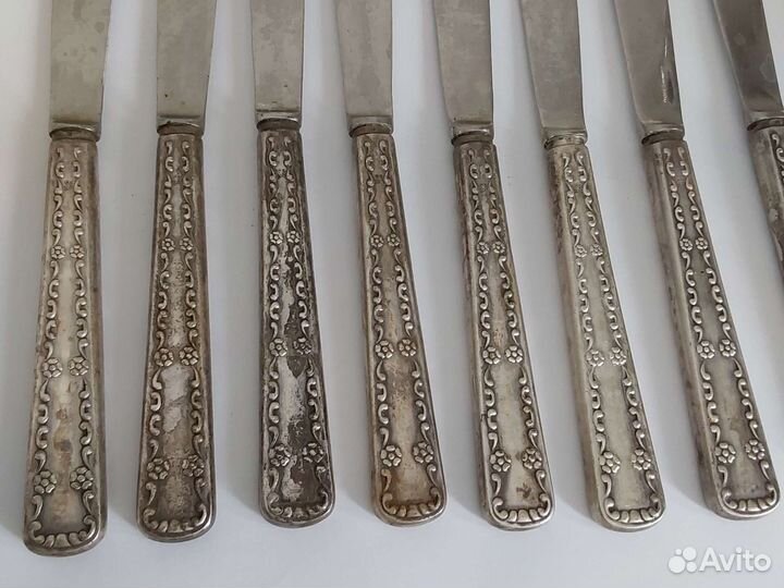 Столовые ножи мельхиор СССР, 11шт