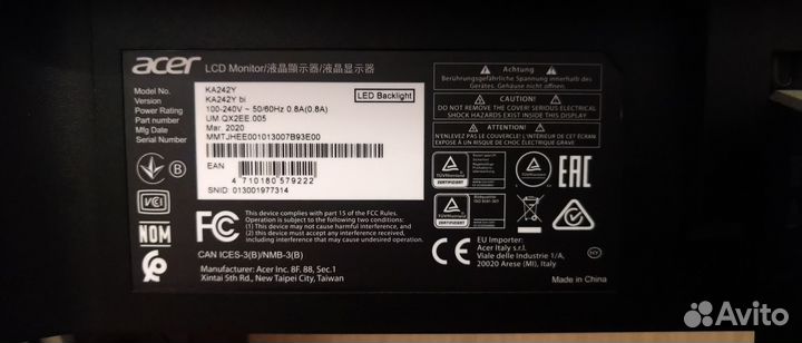 Монитор acer ka242y