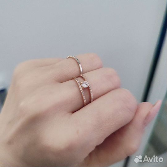 Кольцо серебро с позолотой 18 р