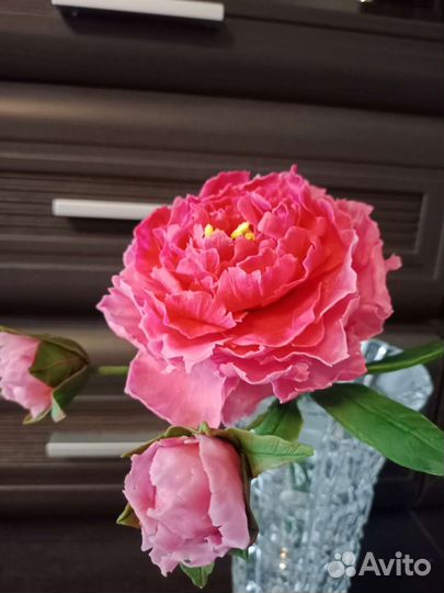 Пион махровый из холодного фарфора