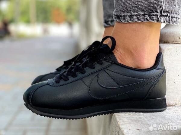 Кроссовки Nike Cortez All Black Ghost Leather
