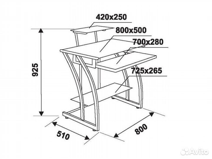 Компьютерный стол бюрократ gd-010 white (без подст