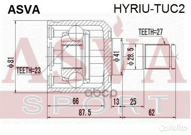 ШРУС внутренний зад прав/лев hyriutuc2 asva