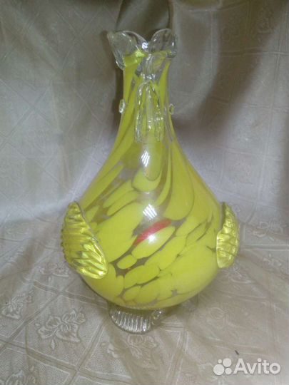 Графин. Кувшин. Цветное стекло. Петух. Винтаж
