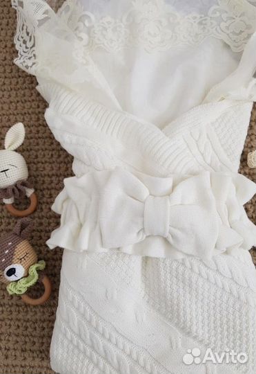 Конверт плед уголок на выписку для новорожденного