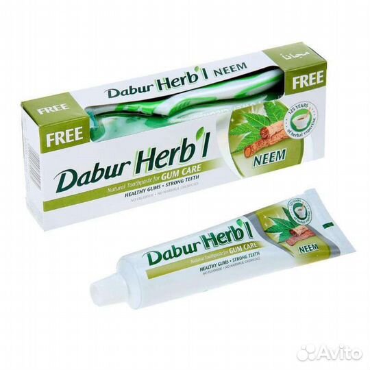 Зубная паста+зубная щётка dabur herb’L neem (дабур