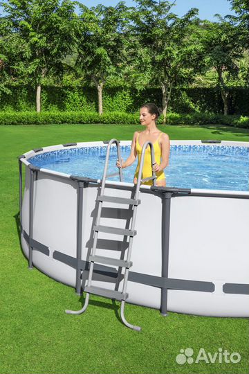 Бассейн каркасный Bestway 457х122см-фильт,лест,тен