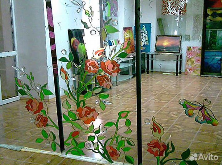 Стекло на дверь с фотопечатью
