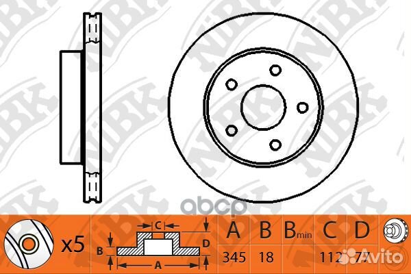 Диск тормозной toyota land cruiser J200 4.5D/4