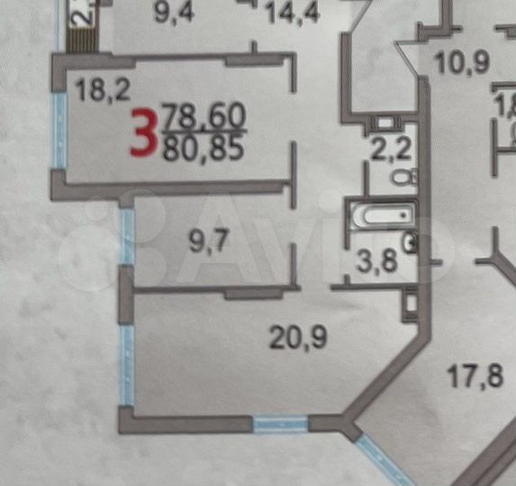3-к. квартира, 81 м², 19/23 эт.