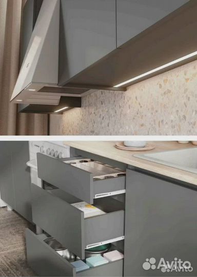 Кухня Денвер Графит 1,6 м