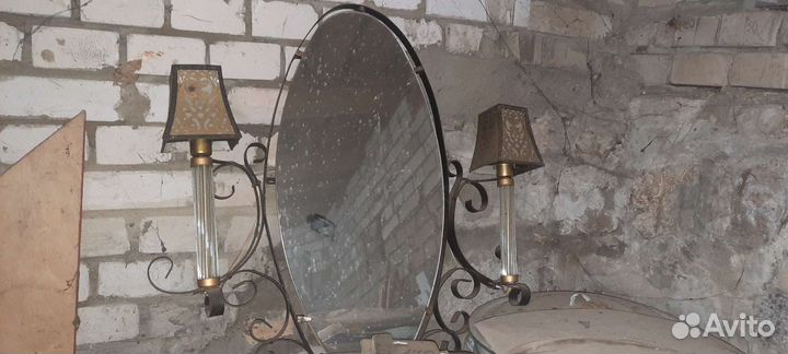 Зеркало с электроподсвечниками винтаж