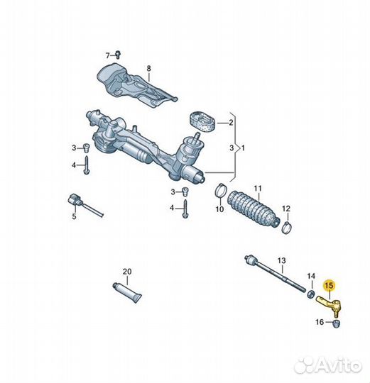 Наконечник рулевой передний правый Skoda Kodiaq