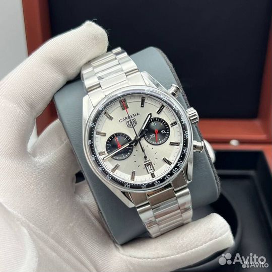 Tag Heuer Carrera steel white часы