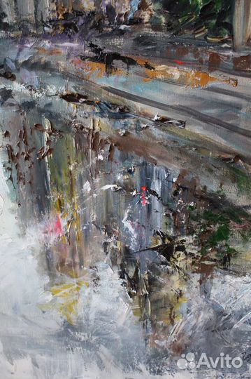 Картина маслом «Дождливый Питер. Спас на крови»