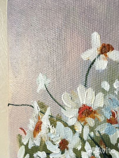 Картина ромашки/ Белая картина/картина маслом