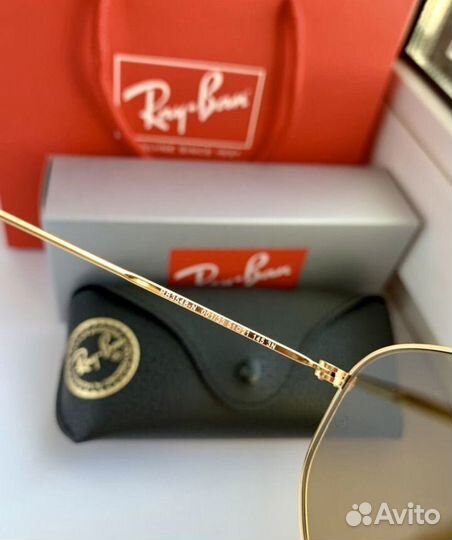 Очки ray ban hexagonal коричневые